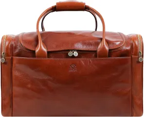Leather Duffel Bag Weekend Bag Gym Large Travel Bag - Time Resistance