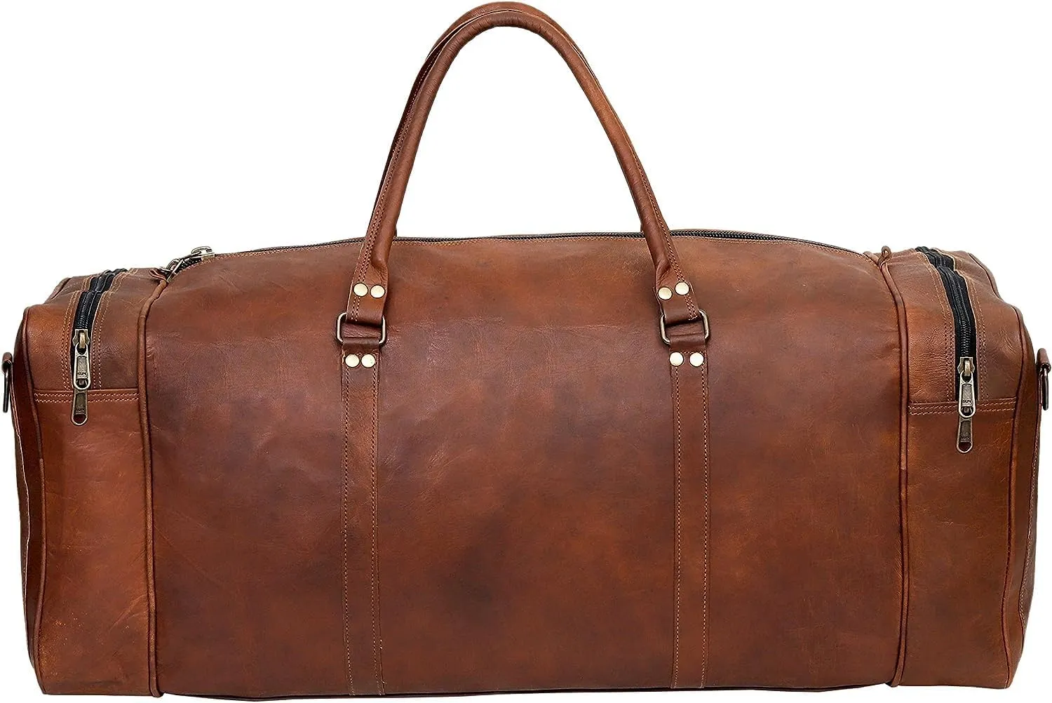 Leather Duffle Bag for Men 34 Inch Luggage Handmade Duffel Bag Large Carry On Luggage Weekender Travel Duffle Bags Overnight Gym Sports Bag For Airplanes Men And Women