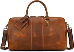 Leather Duffle Bags for Men/Women, Village Leather Travel Duffel Bag | Oversized Weekend Luggage | Sports Gym Overnight Carry-On Bag