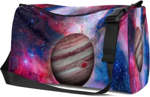 Leather Sport Gym Bag Jupiter Pattern Weekender Bag for Women and Men Carry On Bag Nebula Travel Duffel Bag