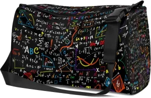 Leather Sport Gym Bag Mathematical Formula Diagram Weekender Bag for Women and Men Carry On Bag Education Map Travel Duffel Bag