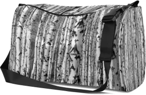 Leather Sport Gym Bag The Trunk Pattern Of The Eucalyptus Tree Weekender Bag for Women and Men Carry On Bag Twig Travel Duffel Bag