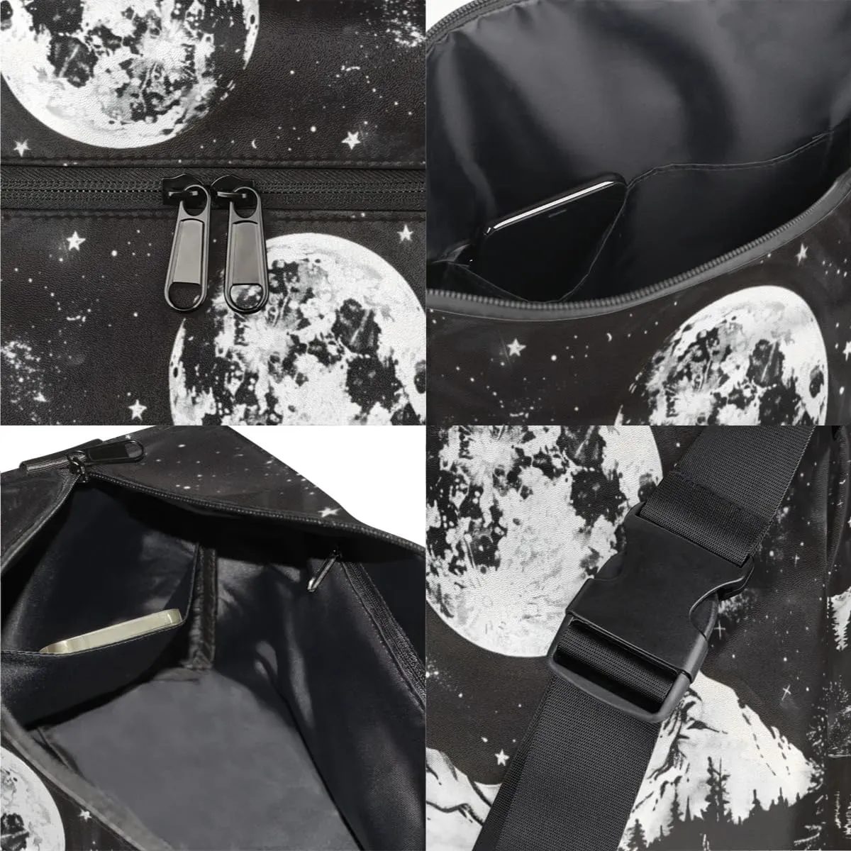 Leather Travel Duffle Bag for Women Men, Boho Ethnic Forest Landscape Scenic Small Sports Gym Bag Weekender Overnight Bags Underseat Carry on Luggage Bags for Airplanes,B-139