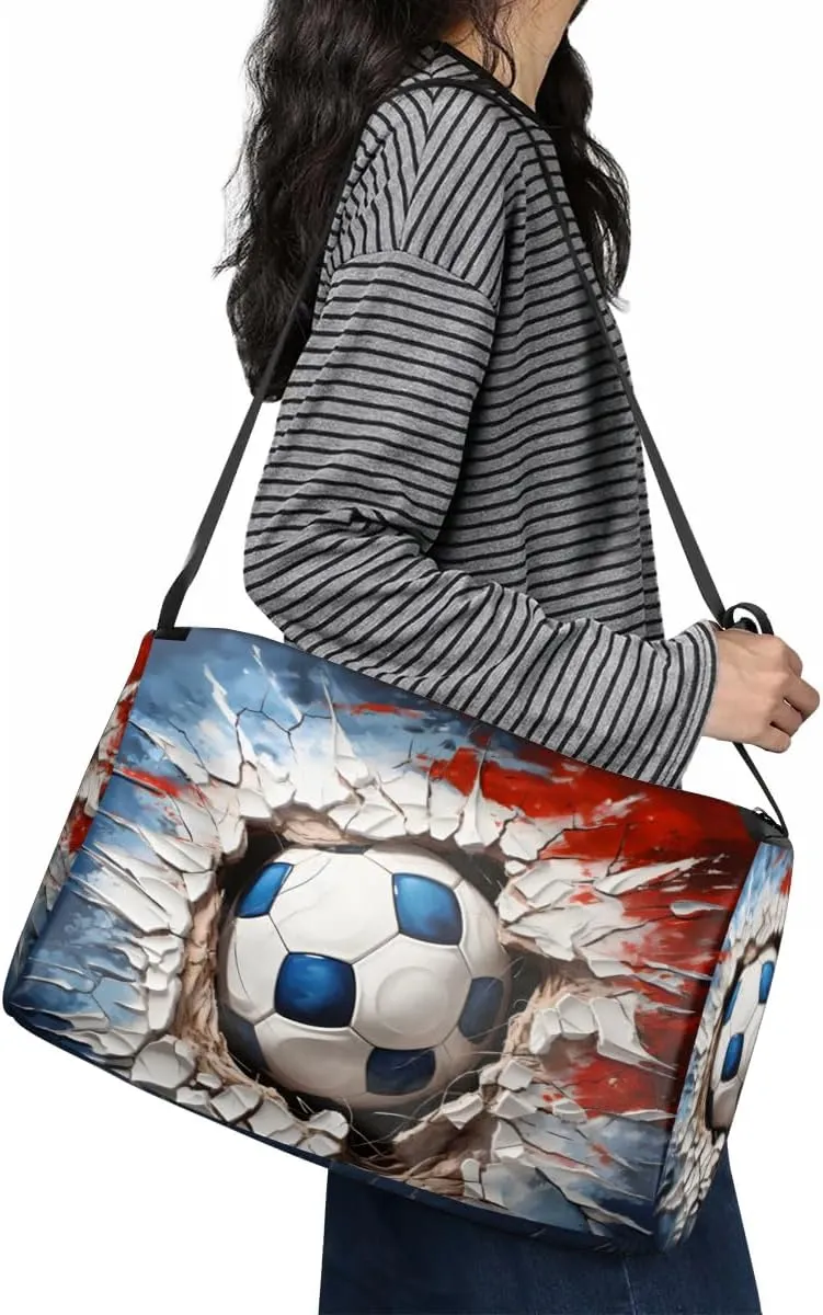 Leather Travel Duffle Bag for Women Men, Sports Soccer Small Sports Gym Bag Weekender Overnight Bags Underseat Carry on Luggage Bags for Airplanes, Personal Item Travel Bag,B-1230