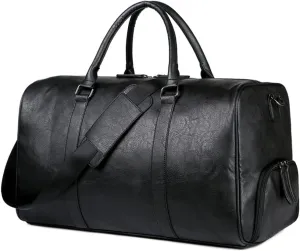 Leather Travel Weekender Overnight Duffel Bag Gym Sports Luggage Bags For Men