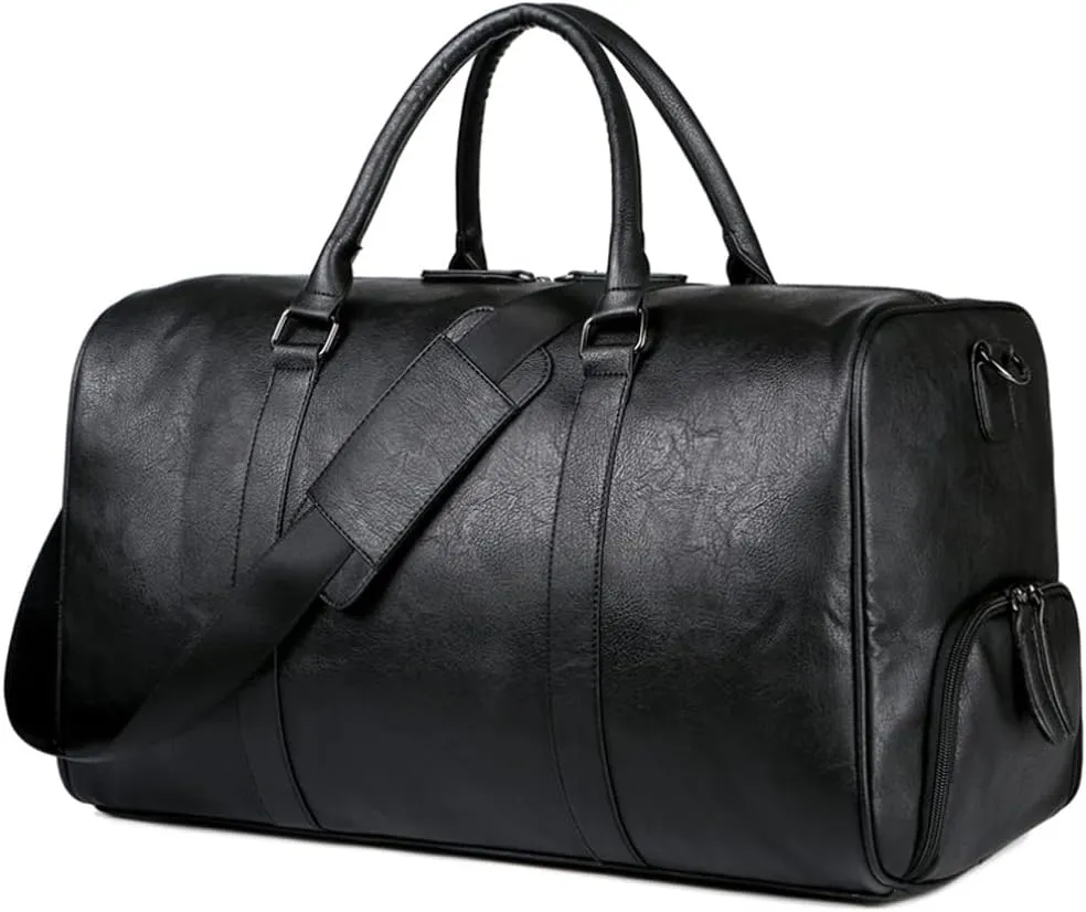 Leather Travel Weekender Overnight Duffel Bag Gym Sports Luggage Bags For Men