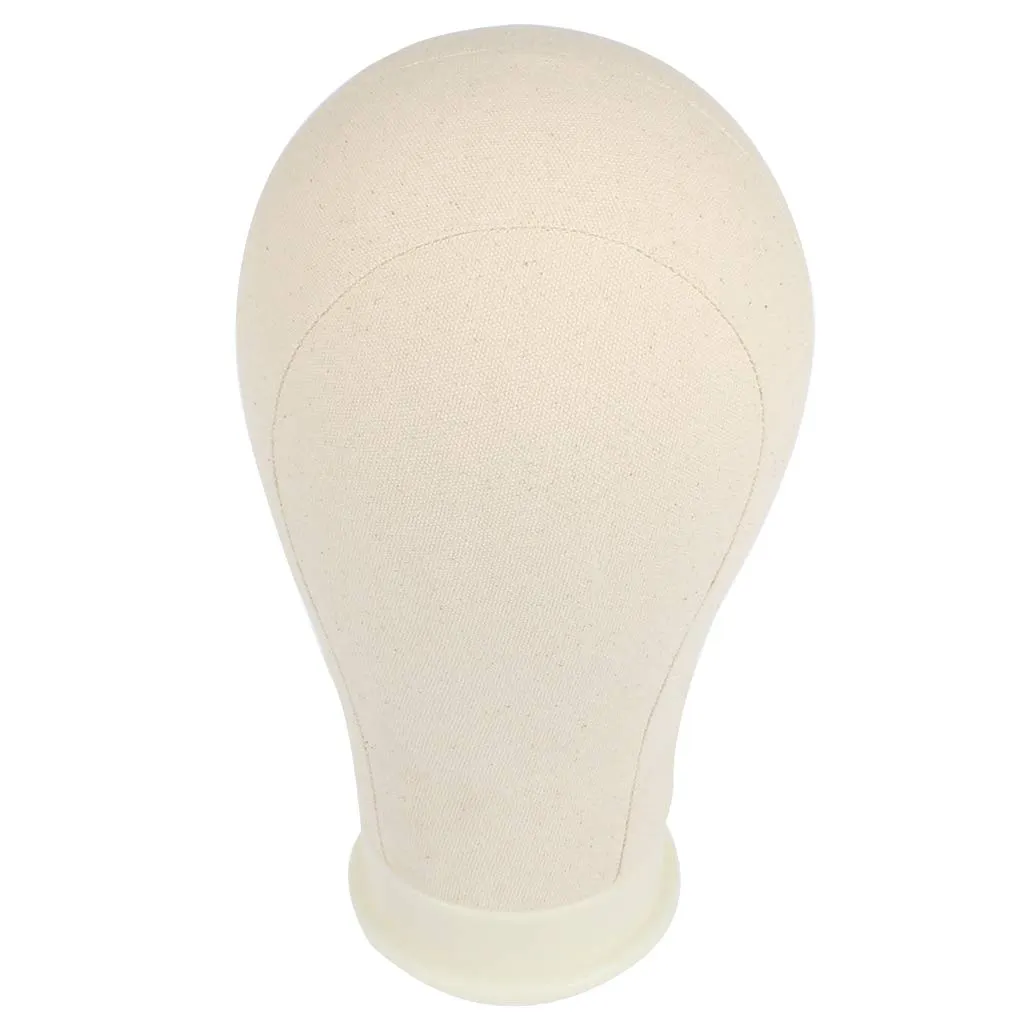 Leeven 21"-24" Poly Canvas Block Head Professional Mannequin Canvas Head for Making, Drying,Styling Wigs with Table Clamp Stand and Hair Edge Band 22 Inch