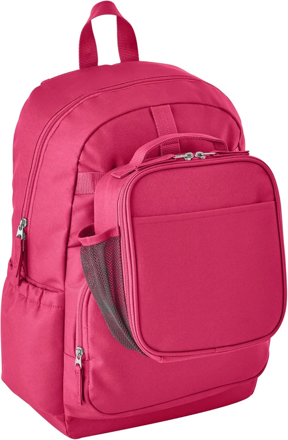 Let's Make Memories Kids Backpack for School - Personalized Back to School Supplies - Bookbag with Lunch Box - Pink - Rainbow
