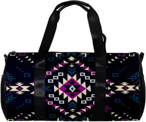 LEVEIS Aztec Tribal Dark Color Sports Duffel Bag Travel Tote Carry on Weekender Gym Overnight Bag for Men & Women