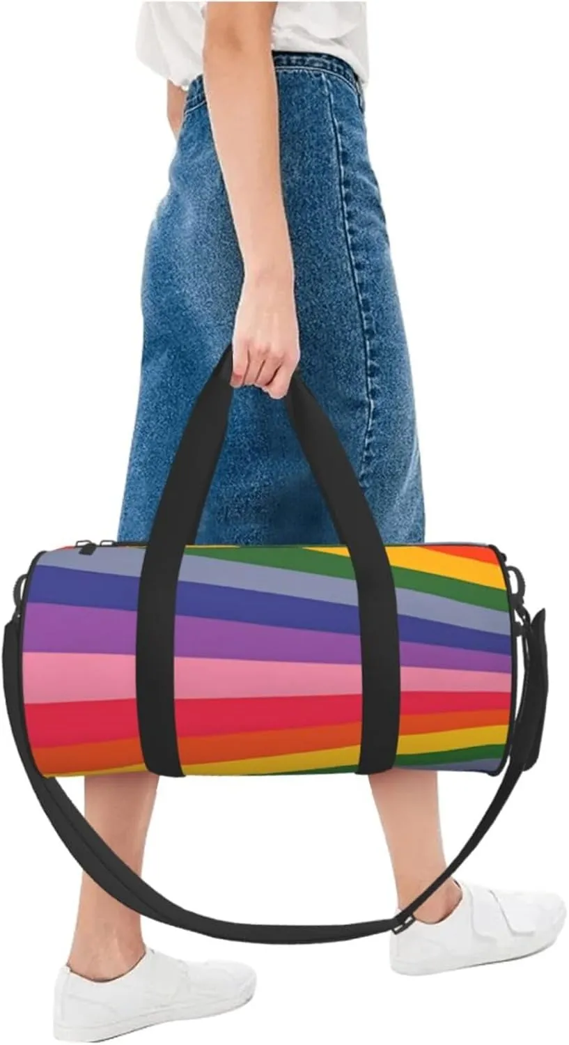 LGBT Rainbow Gay Pride Flag IGBTQ flag Round Travel Duffel Bag Large Capacity Gym Sports Bags for Hiking Vacation Trips