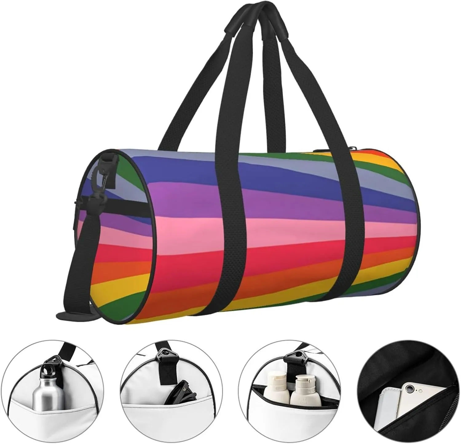 LGBT Rainbow Gay Pride Flag IGBTQ flag Round Travel Duffel Bag Large Capacity Gym Sports Bags for Hiking Vacation Trips