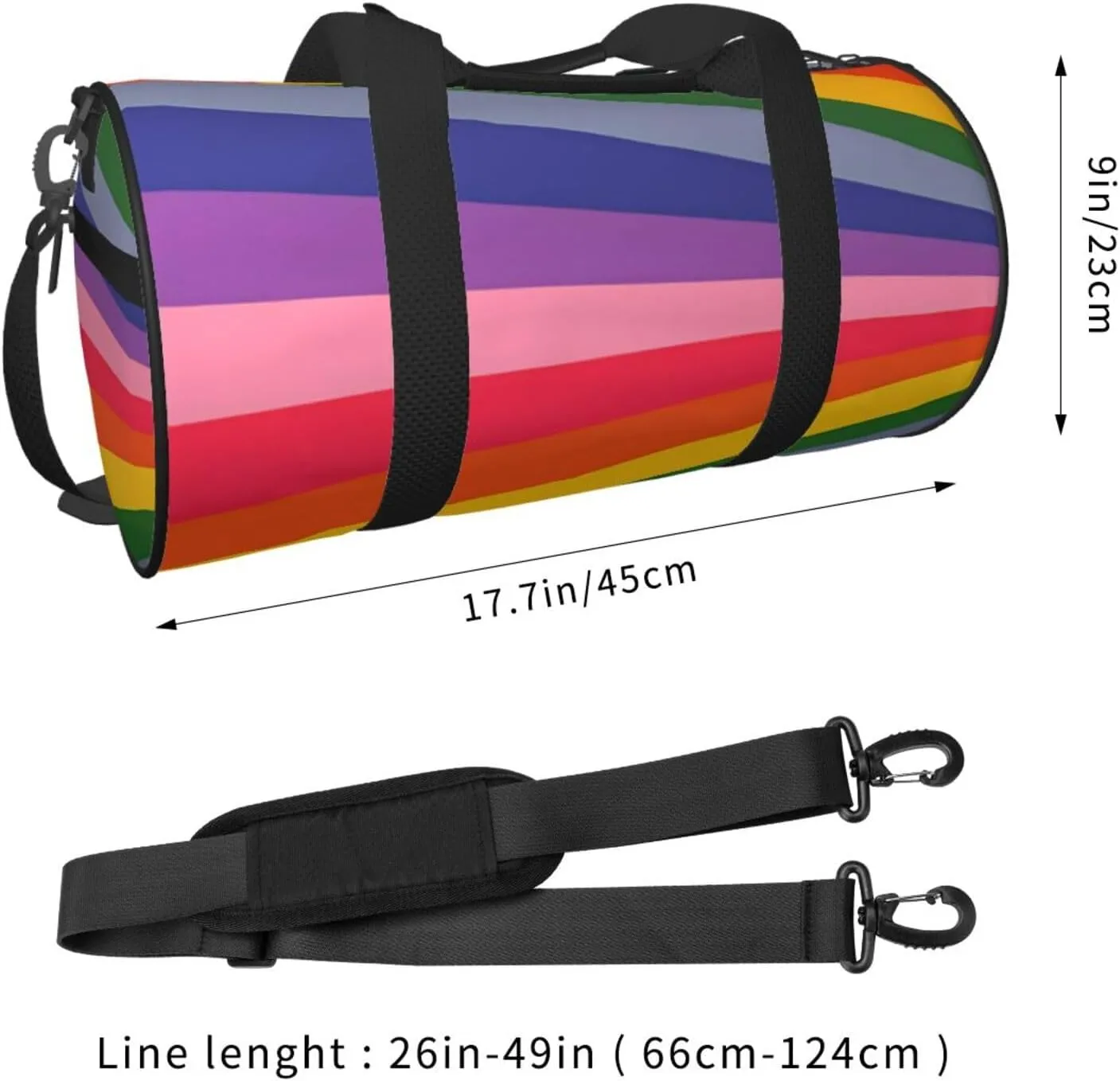 LGBT Rainbow Gay Pride Flag IGBTQ flag Round Travel Duffel Bag Large Capacity Gym Sports Bags for Hiking Vacation Trips