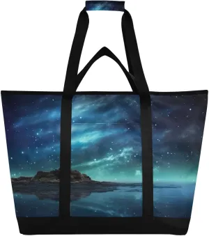 Lighthouse Reusable Insulated Lunchbox Cooler Bag, Leakproof Kitchen Grocery Bag Collapsible Portable Cooler Tote Bag for Picnic, Camping, Office, Travel