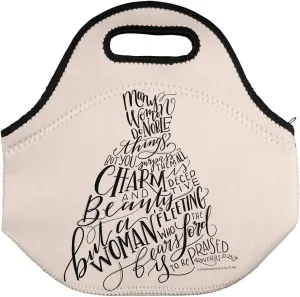 Lily & Val Many Women Do Noble Things Proverbs Soft Neoprene Lunch Bag, Lightweight, Insulated, Reusable for School, Work, Office