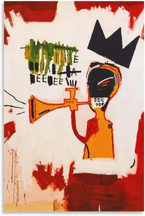 LINYISHU Jean-Michel Basquiat Poster Graffiti Street Trumpet Wall Art Poster Canvas Printing Decorative Painting; Unframe; 12x18inch(30x45cm)