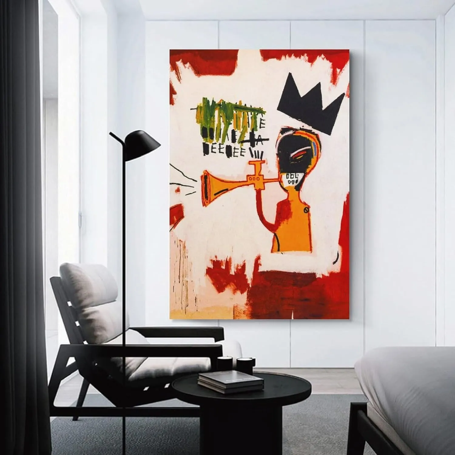 LINYISHU Jean-Michel Basquiat Poster Graffiti Street Trumpet Wall Art Poster Canvas Printing Decorative Painting; Unframe; 12x18inch(30x45cm)