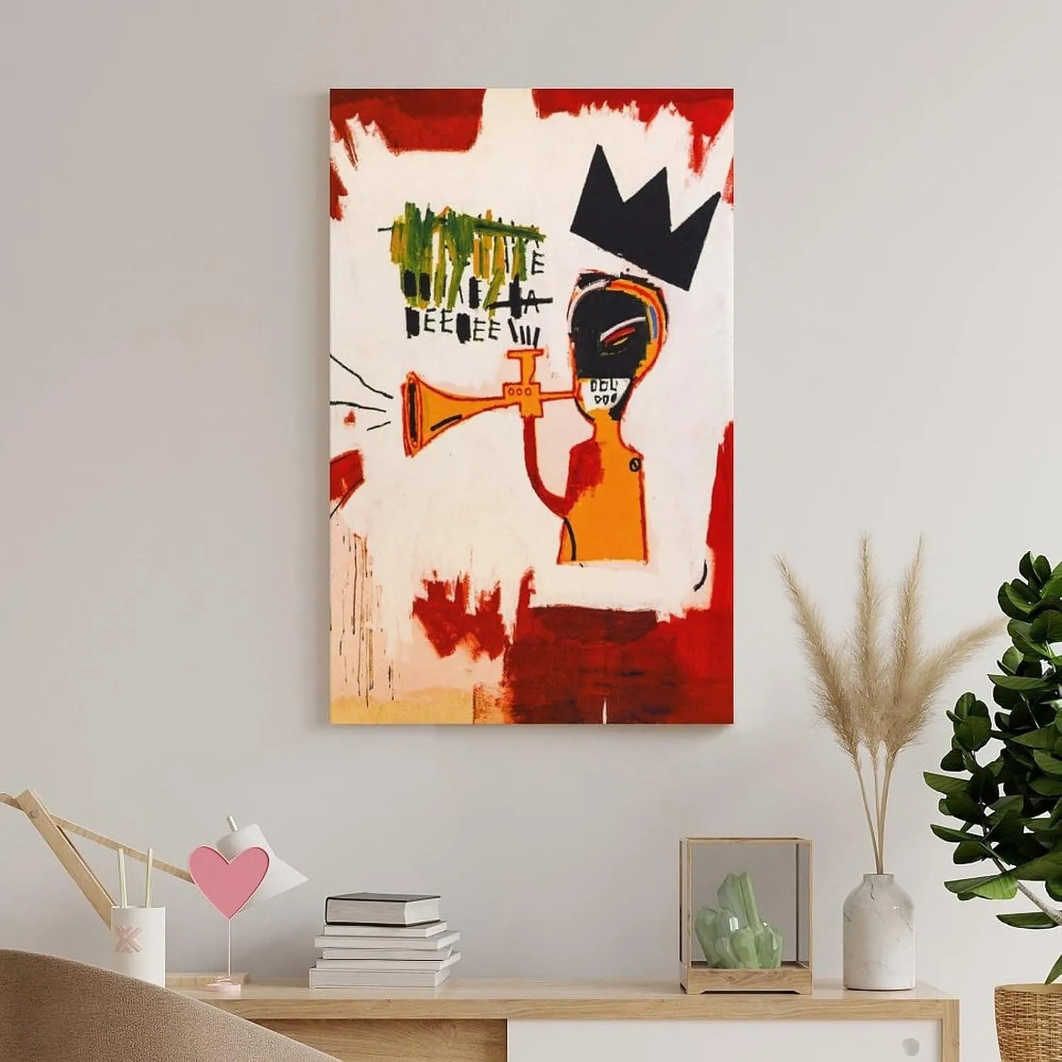 LINYISHU Jean-Michel Basquiat Poster Graffiti Street Trumpet Wall Art Poster Canvas Printing Decorative Painting; Unframe; 12x18inch(30x45cm)