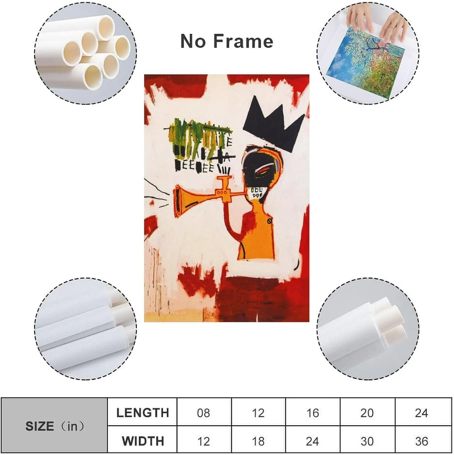 LINYISHU Jean-Michel Basquiat Poster Graffiti Street Trumpet Wall Art Poster Canvas Printing Decorative Painting; Unframe; 12x18inch(30x45cm)