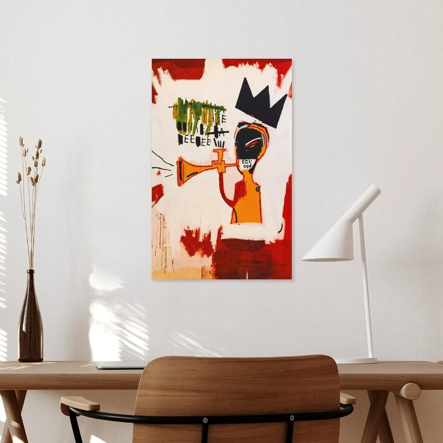 LINYISHU Jean-Michel Basquiat Poster Graffiti Street Trumpet Wall Art Poster Canvas Printing Decorative Painting; Unframe; 12x18inch(30x45cm)