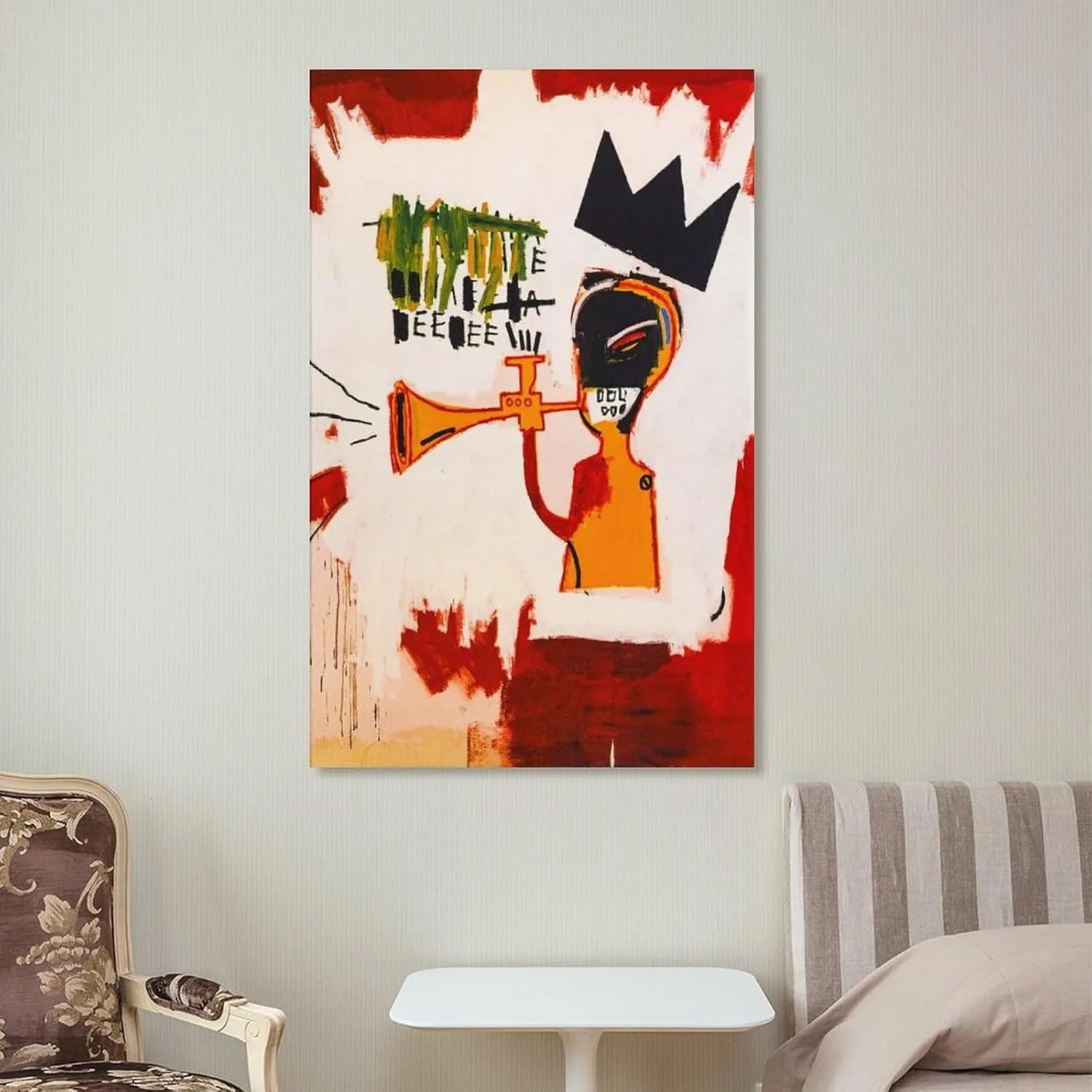 LINYISHU Jean-Michel Basquiat Poster Graffiti Street Trumpet Wall Art Poster Canvas Printing Decorative Painting; Unframe; 12x18inch(30x45cm)