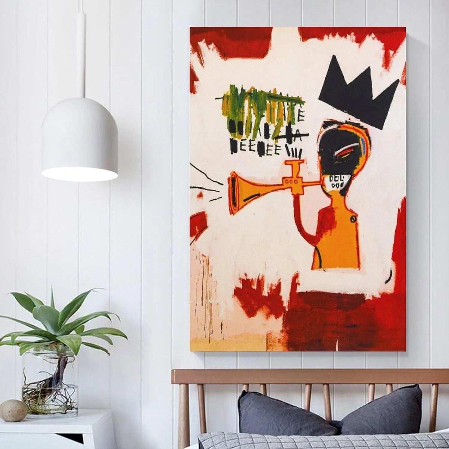 LINYISHU Jean-Michel Basquiat Poster Graffiti Street Trumpet Wall Art Poster Canvas Printing Decorative Painting; Unframe; 12x18inch(30x45cm)