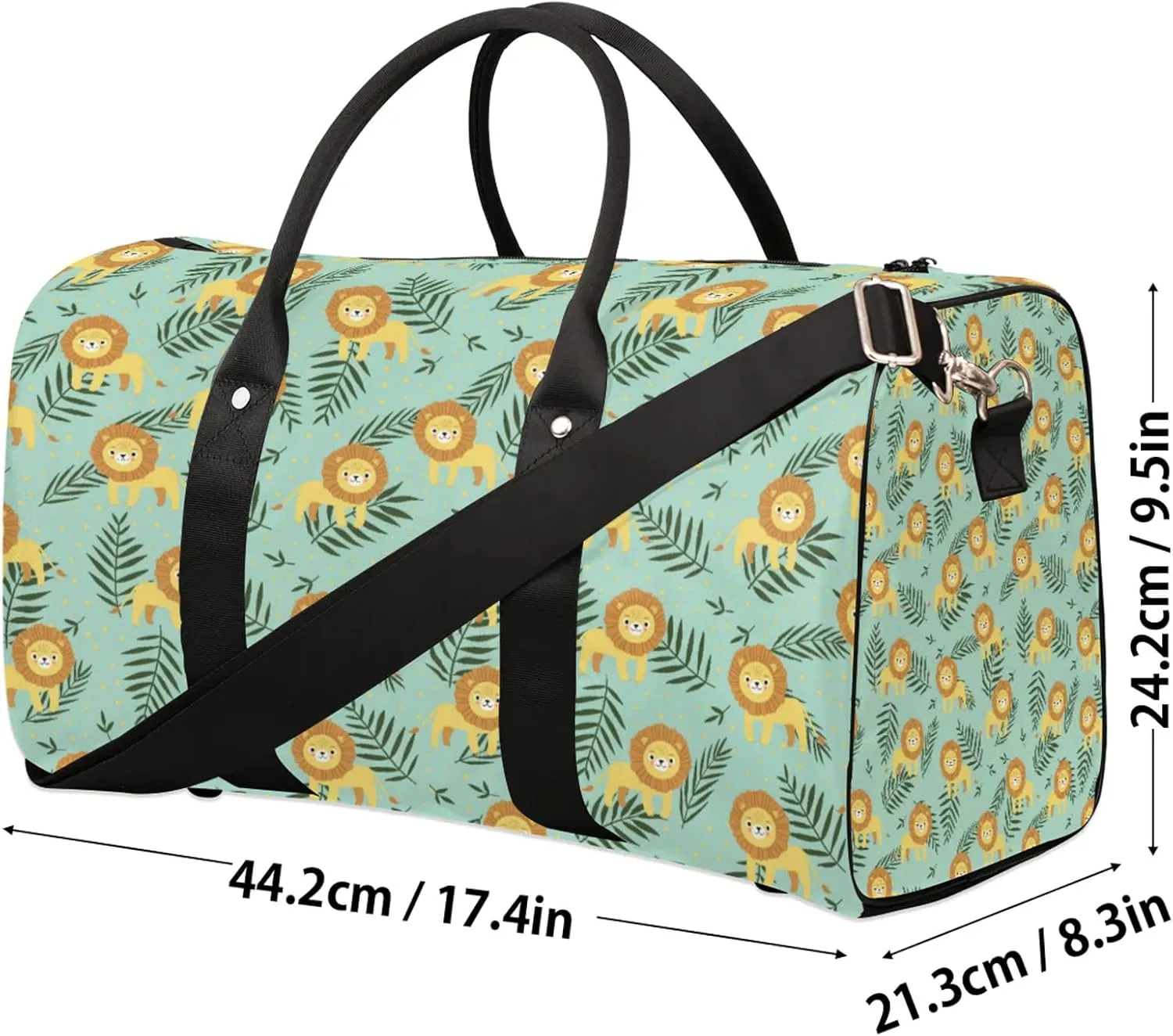 Lion Travel Duffle Bag, Weekender Bags for Women Men, Carry on Overnight Bag Waterproof Gym Bags, Hospital Bag for Labor and Delivery