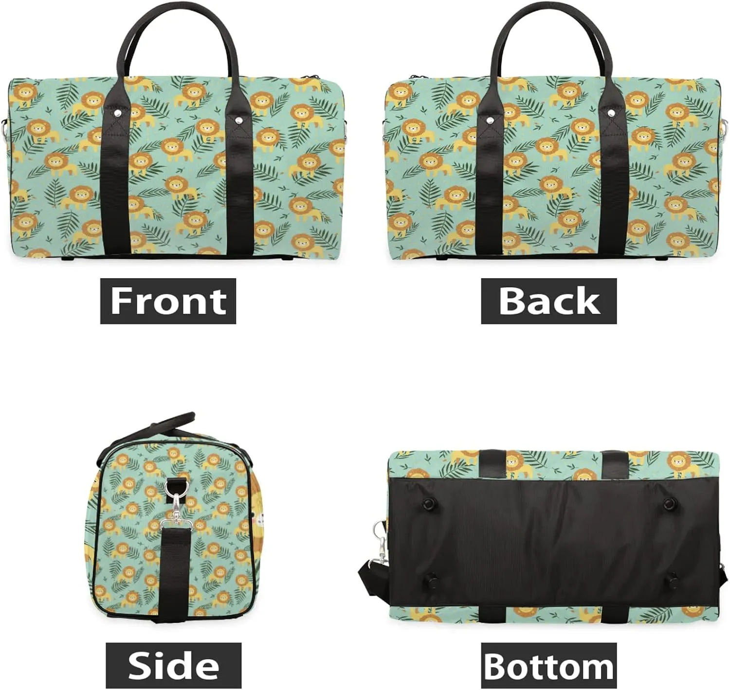 Lion Travel Duffle Bag, Weekender Bags for Women Men, Carry on Overnight Bag Waterproof Gym Bags, Hospital Bag for Labor and Delivery