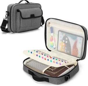 LoDrid Bible Carrying Case for Church with Multiple Pockets, Portable Bible Cover Bag with Handle and Shoulder Strap for Bible Accessories, Grey, Bag Only
