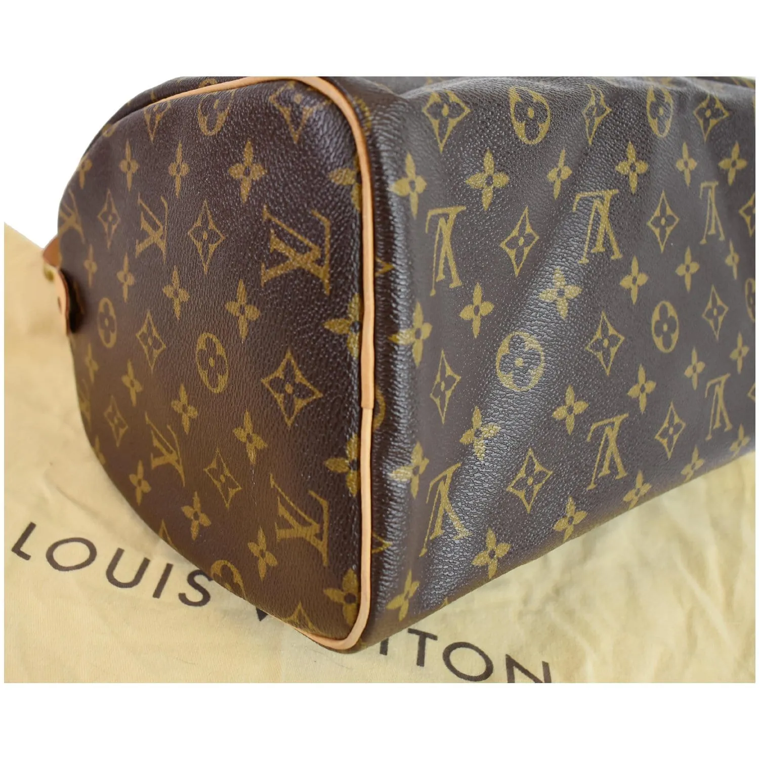 LOUIS VUITTON Speedy 30 Monogram Canvas Satchel Bag Brown