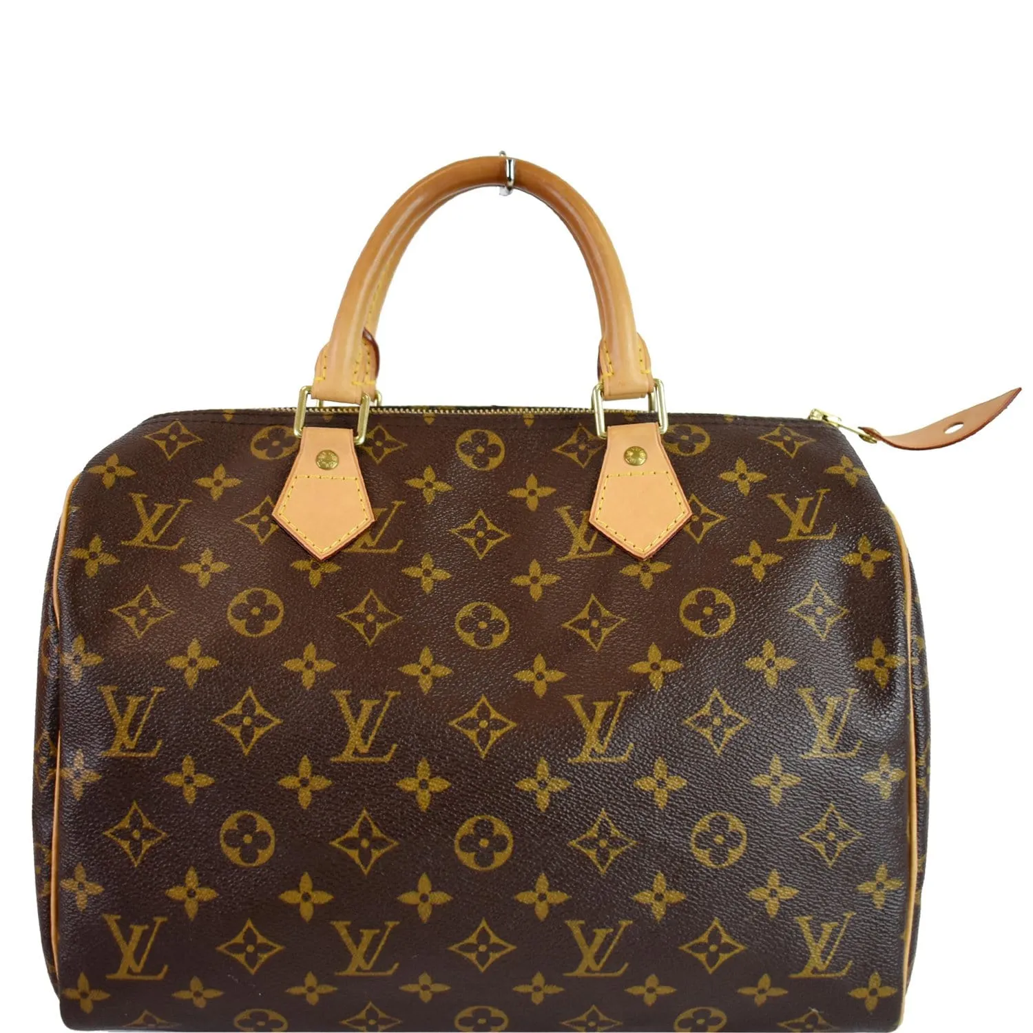 LOUIS VUITTON Speedy 30 Monogram Canvas Satchel Bag Brown