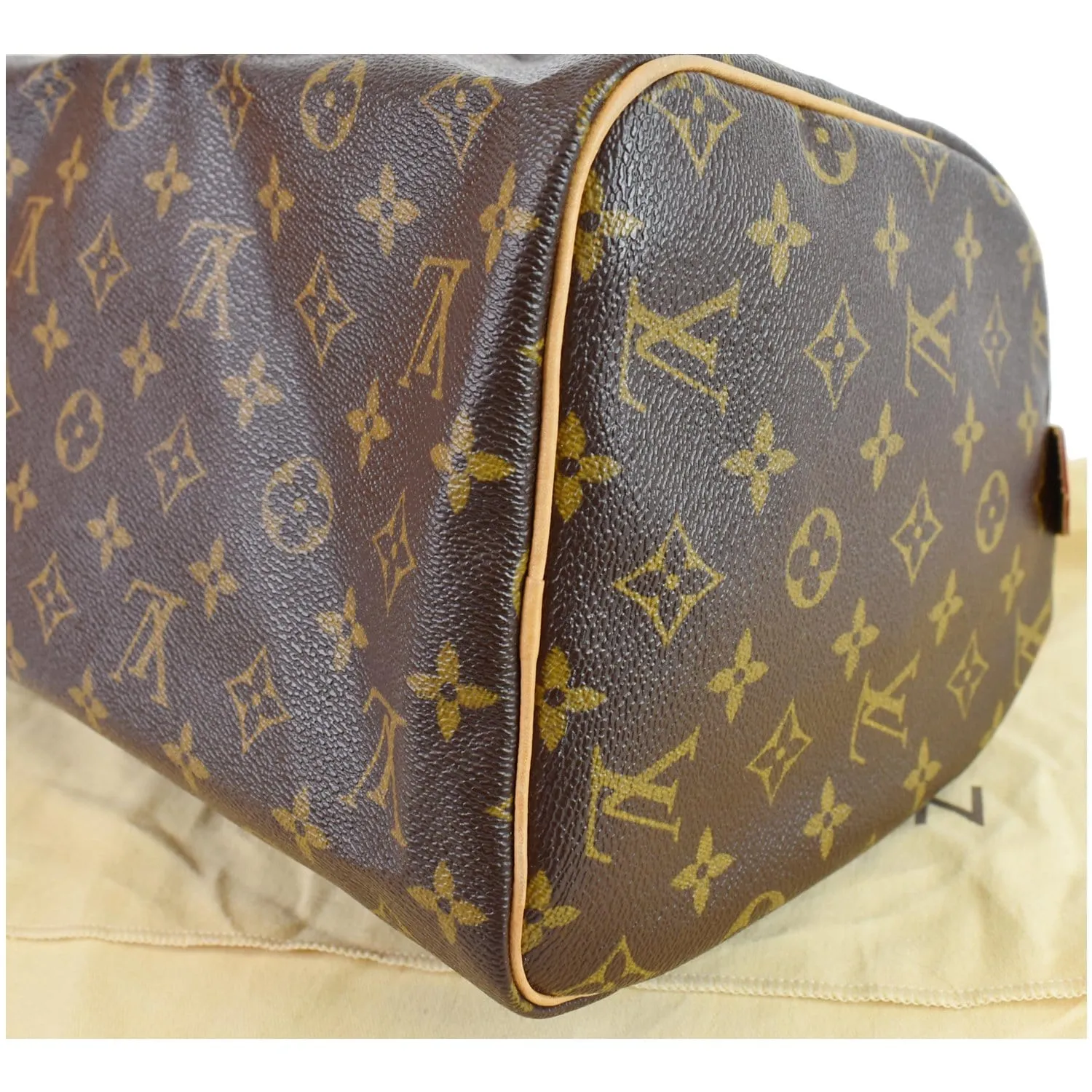 LOUIS VUITTON Speedy 30 Monogram Canvas Satchel Bag Brown