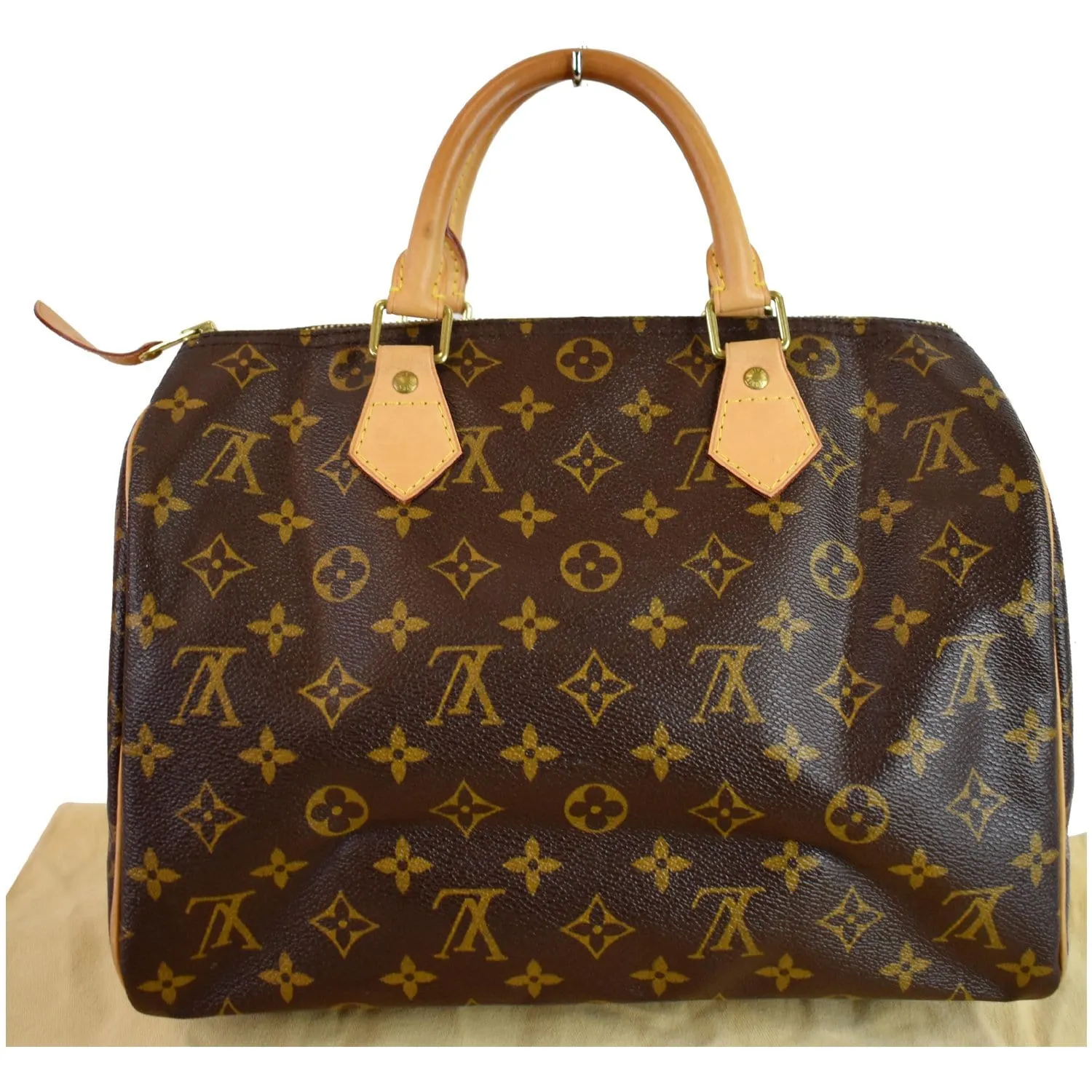 LOUIS VUITTON Speedy 30 Monogram Canvas Satchel Bag Brown