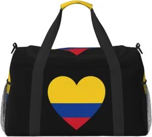 Love Colombia Flag 0 Travel Duffel Bag Large Foldable Waterproof Overnight Bag For Beach Swim Bags Pool Sports Gym