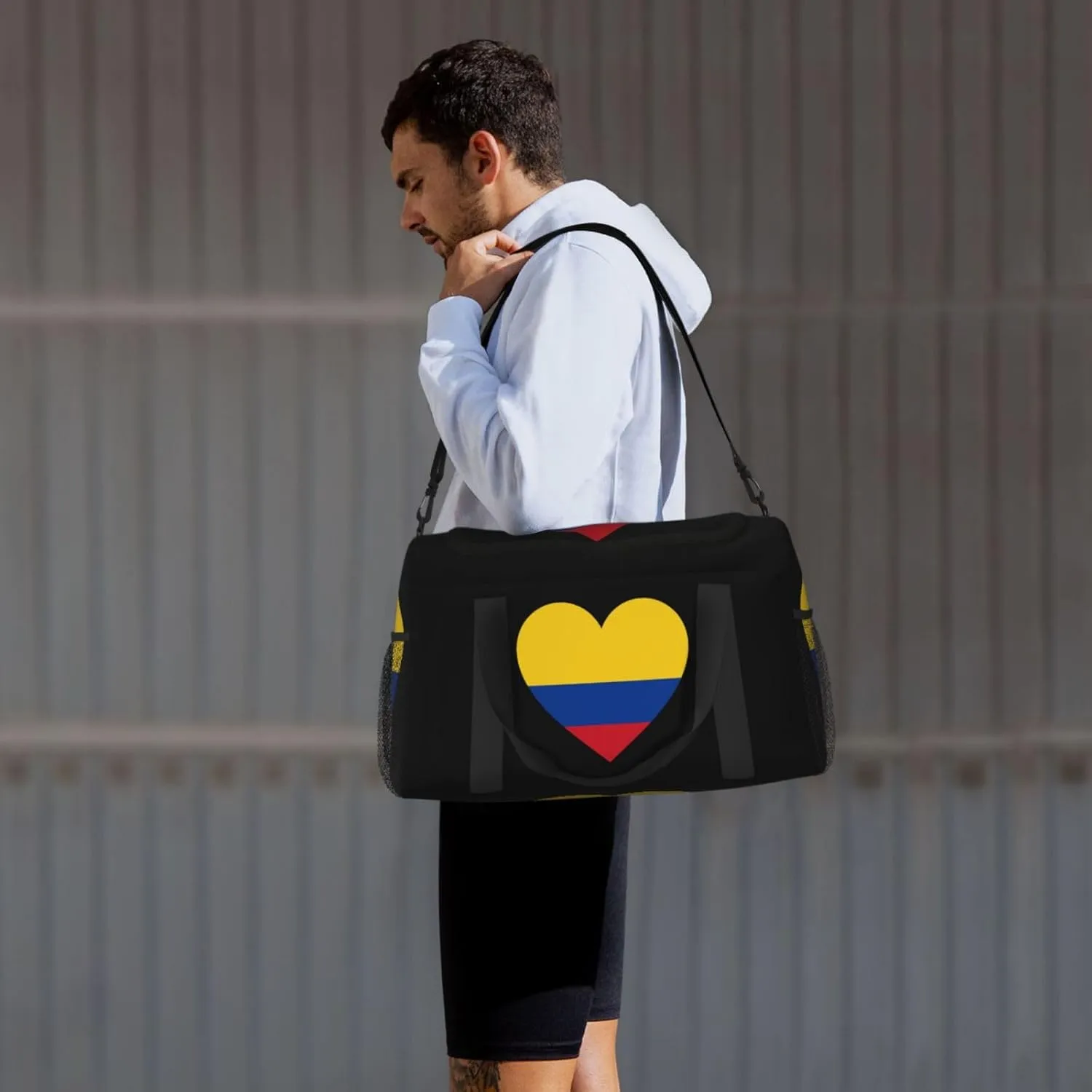Love Colombia Flag 0 Travel Duffel Bag Large Foldable Waterproof Overnight Bag For Beach Swim Bags Pool Sports Gym