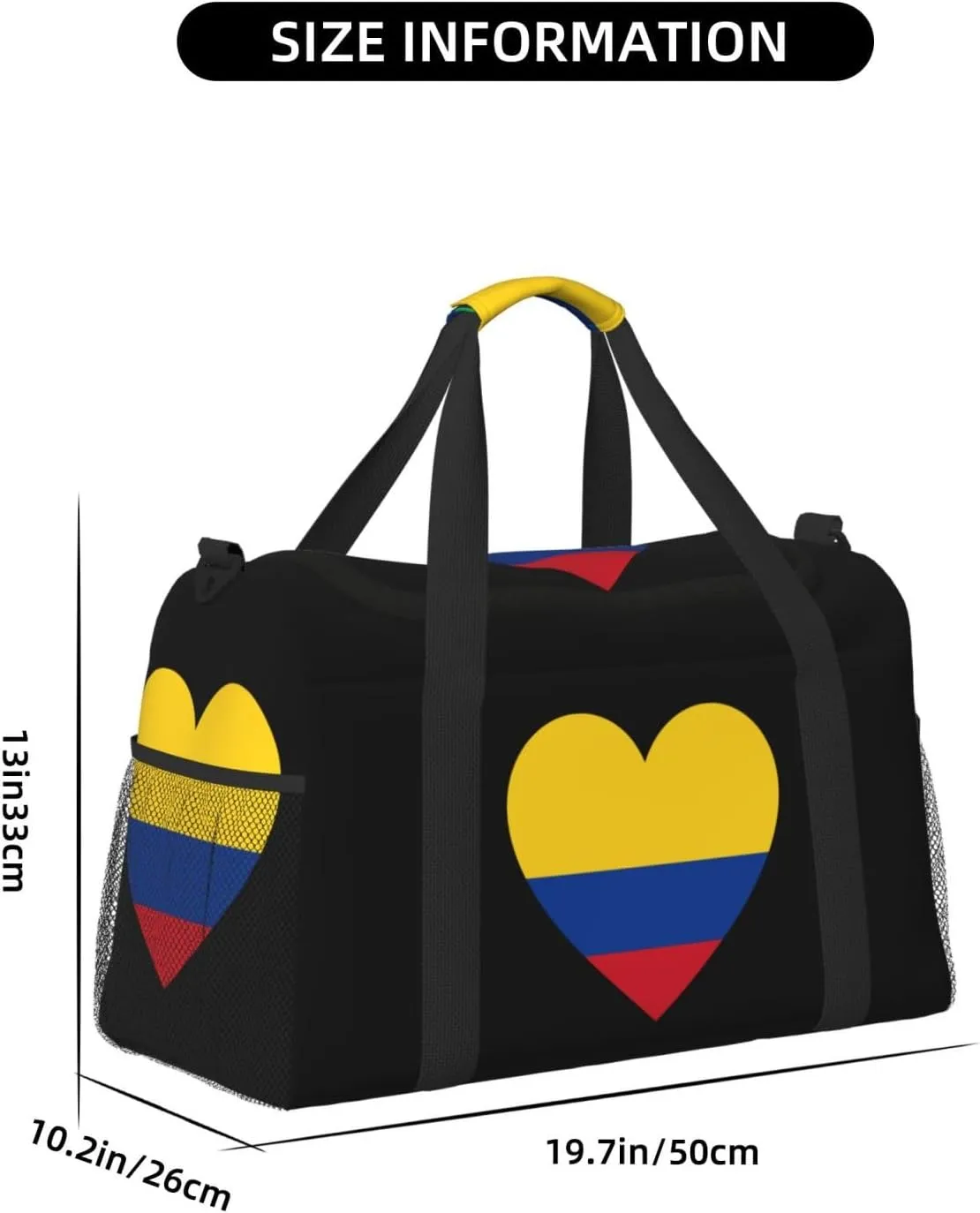 Love Colombia Flag 0 Travel Duffel Bag Large Foldable Waterproof Overnight Bag For Beach Swim Bags Pool Sports Gym