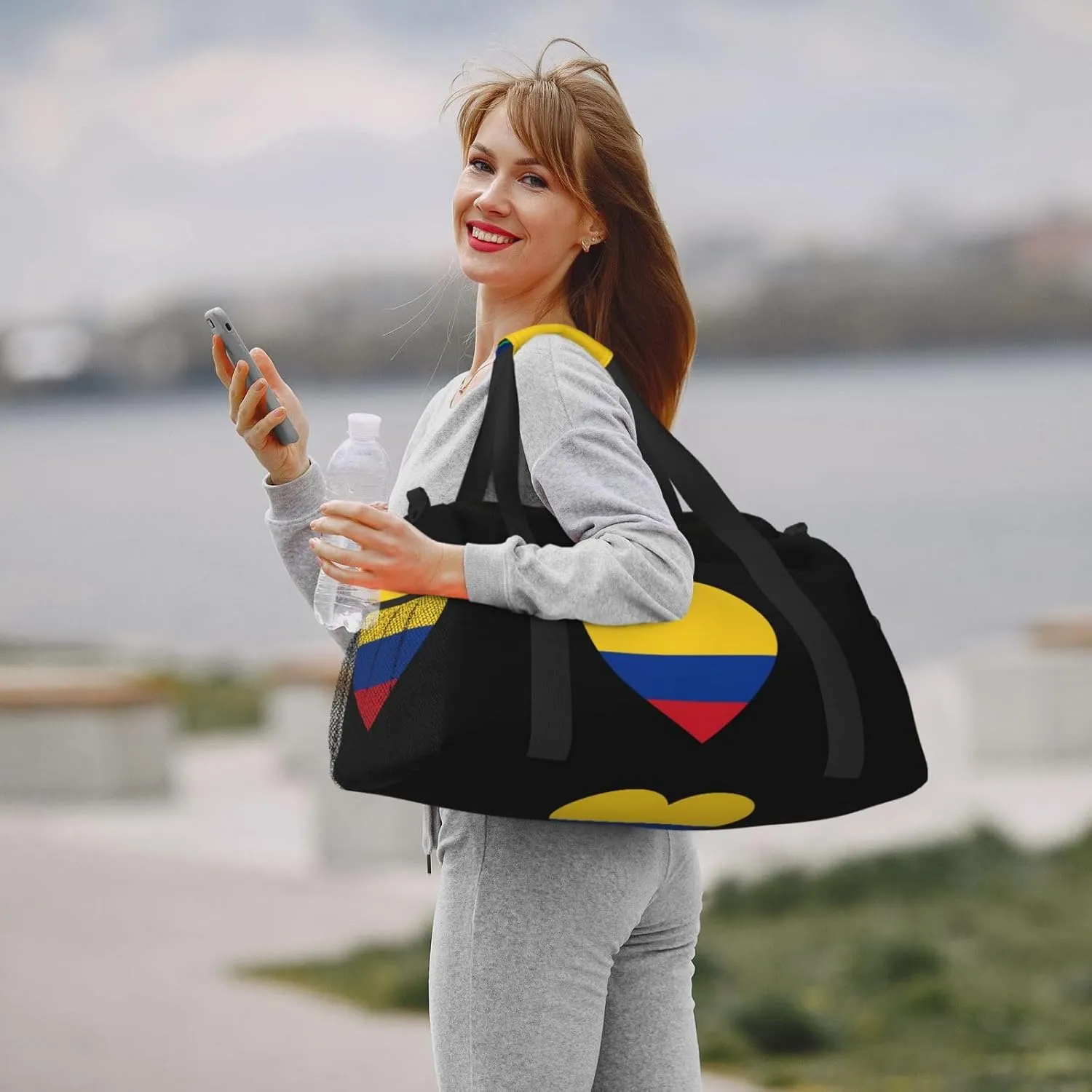 Love Colombia Flag 0 Travel Duffel Bag Large Foldable Waterproof Overnight Bag For Beach Swim Bags Pool Sports Gym