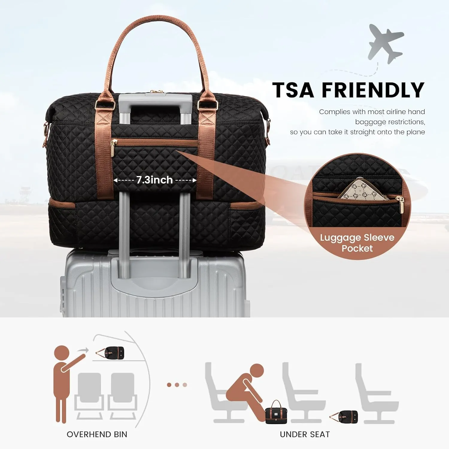 LOVEVOOK Travel Duffle Bag,Weekender Bags for Women with Shoe Compartment，Carry on Overnight Bag with Toiletry Bag,Gym Duffel Bag with Wet Pocket, Hospital Bags for Labor and Delivery