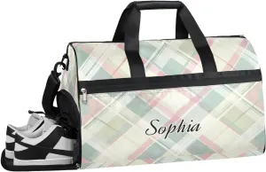 Luggage Bag for Women Overnight Bag for Adults Custom Large Duffel Bags Travel Bag Gym Bag for Training Soccer Swim Yoga Travel Green Plaid Sports Duffel Bag
