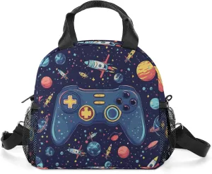 Lunch Bag for boys, Insulated Space Game Lunch Box With Adjustable Shoulder for Girls Adult,Small Lunch Tote Bags,Reusable Lunch Bags for Work School (space game)
