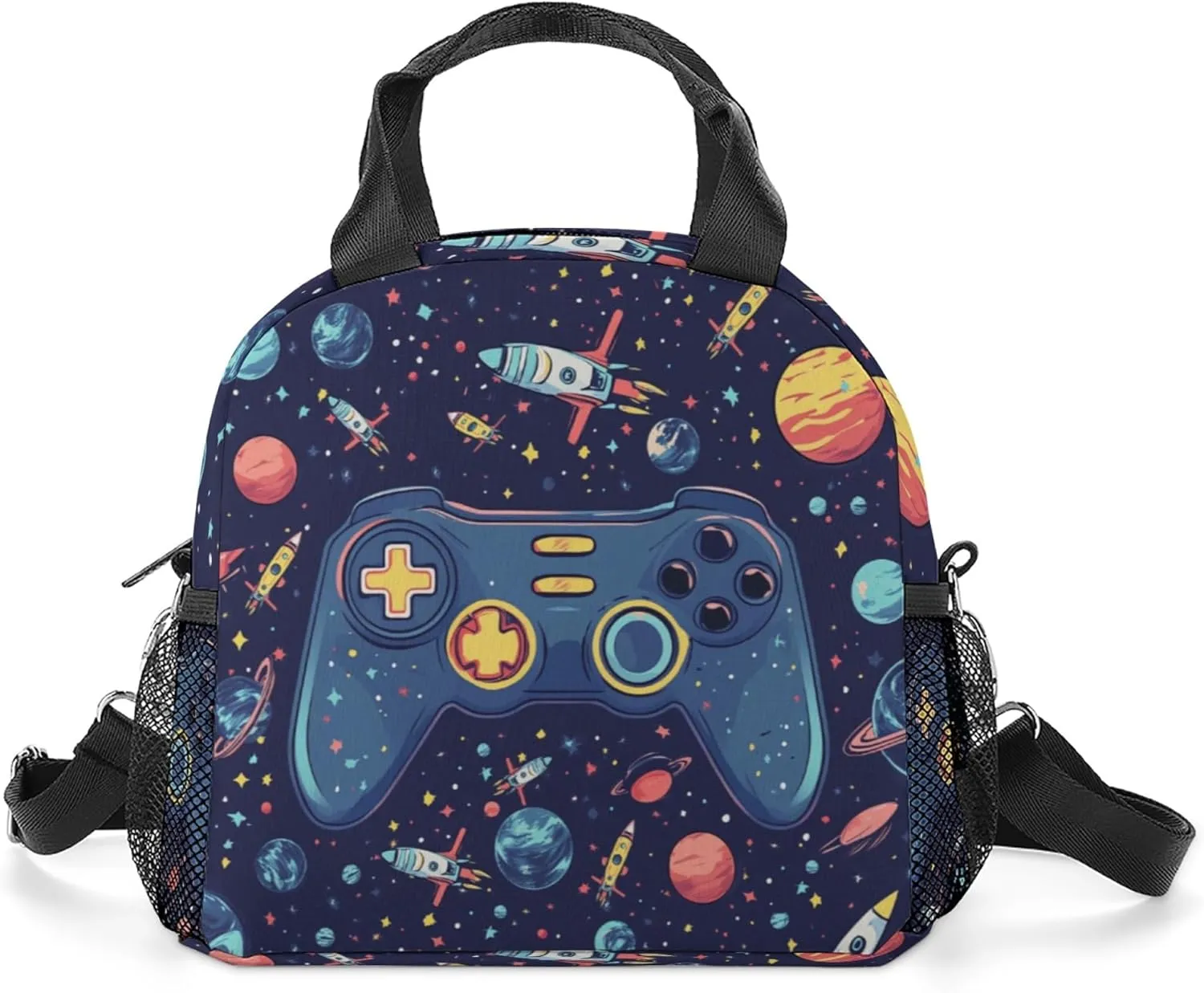 Lunch Bag for boys, Insulated Space Game Lunch Box With Adjustable Shoulder for Girls Adult,Small Lunch Tote Bags,Reusable Lunch Bags for Work School (space game)