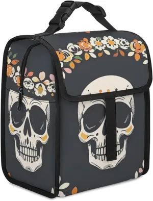 Lunch Bag for Women Men A Wreath Surrounds The Skeleton Lunch Box for Adult Lunch Tote Bag Leakproof Cooler Bag Insulated Lunchbox Reusable Lunch Containers for Office Work Picnic