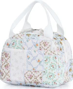 Lunch Bag - Insulated Lunch Box for Women, Reusable Large Capacity Cooler Bag for Adult, Small Leakproof Cute Corduroy Lunch Tote for Work Office Travel Picnic (Bee Floral)