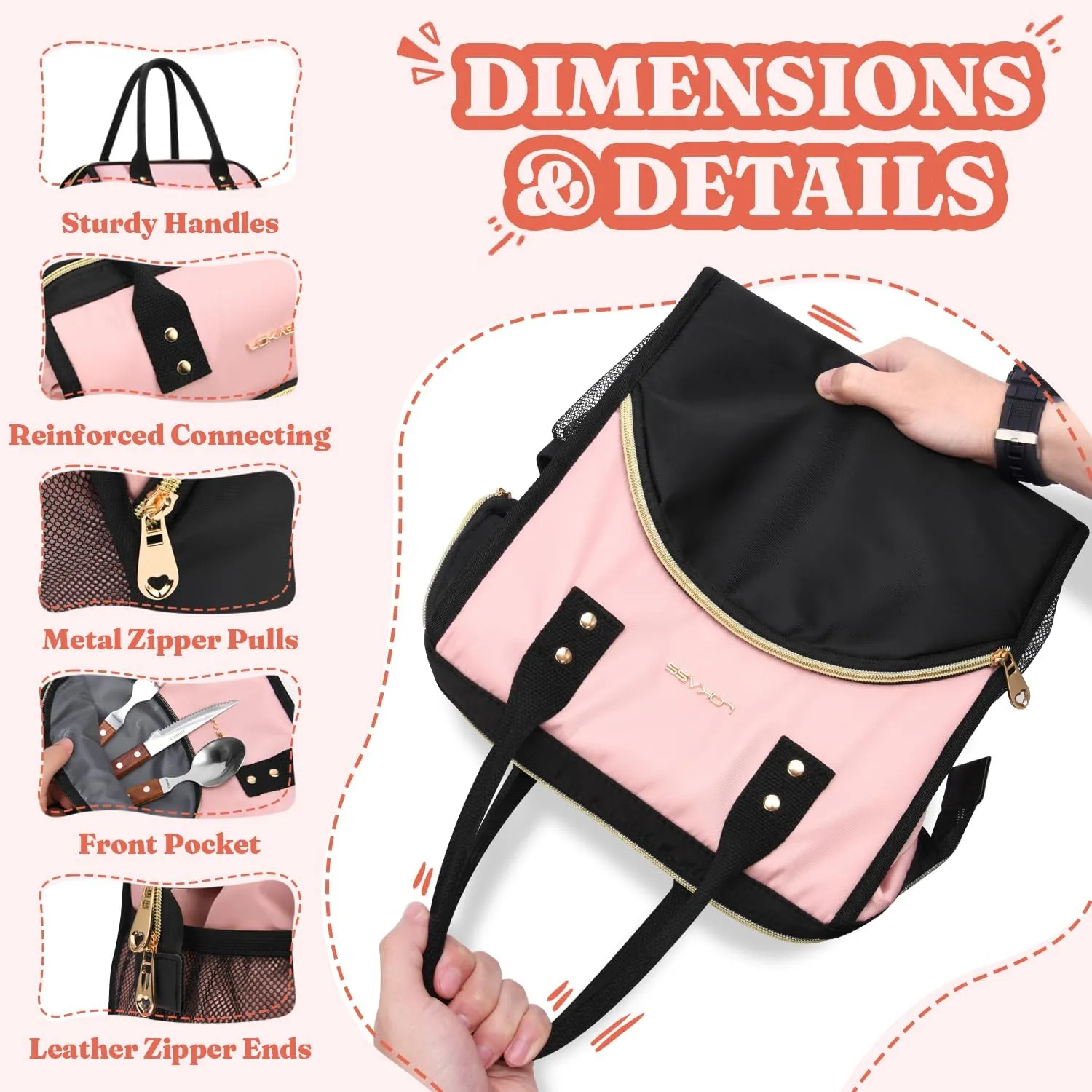 Lunch Bag Women Insulated Lunch Box Wide-Open Lunch Tote Bag Large Drinks Holder Durable Nylon Thermal Snacks Organizer for Men Adults Work Picnic Hiking Beach Fishing, Lake Green   Black