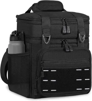 Lunch Box Cooler Bag - Insulated Tactical Lunchbox for Men - Large Lunch Pail for Adults Work Outdoor Shifts Trips Black 25L