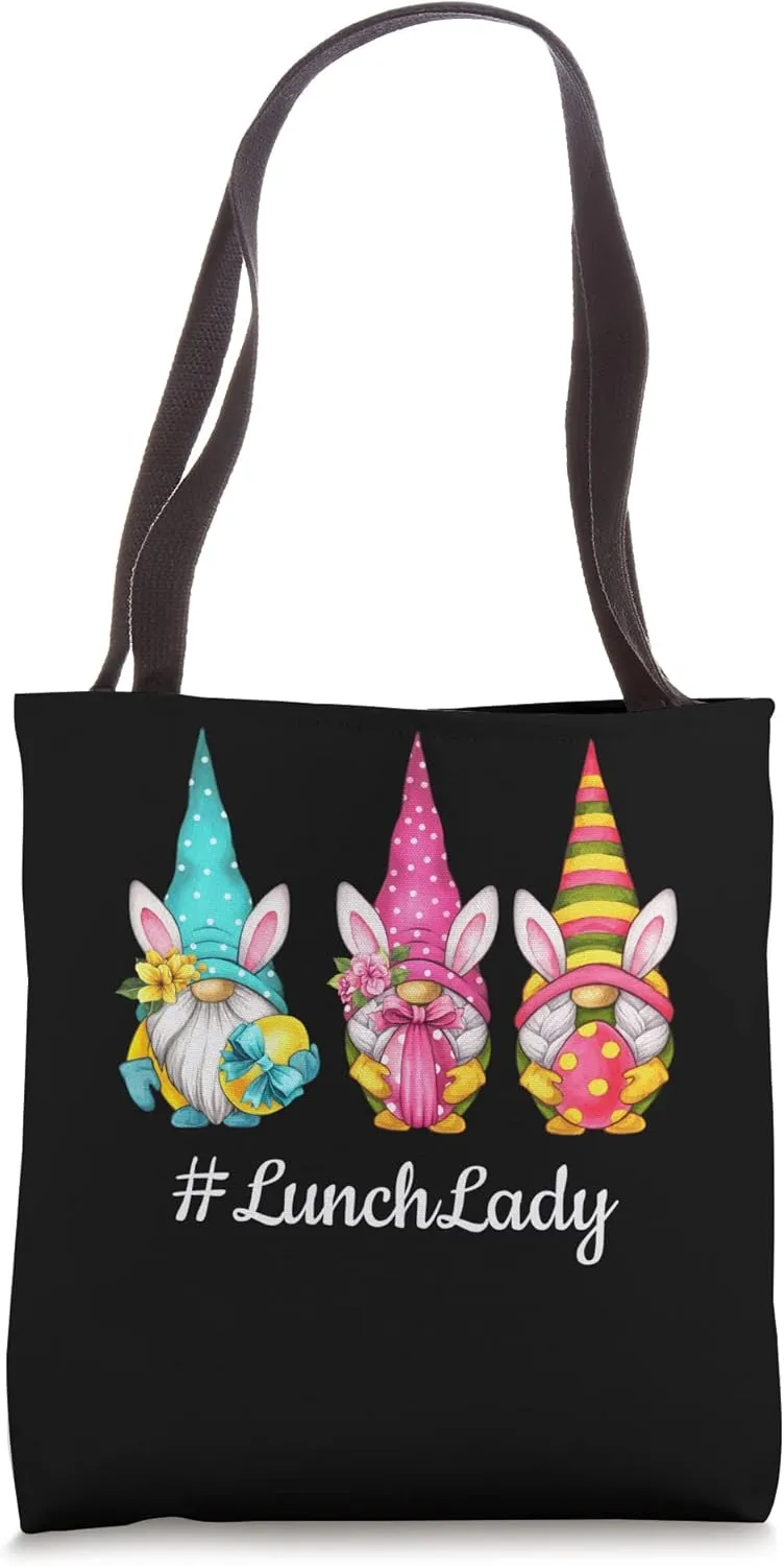 Lunch Lady Easter Day Gnomes Eggs Girls Women Tote Bag