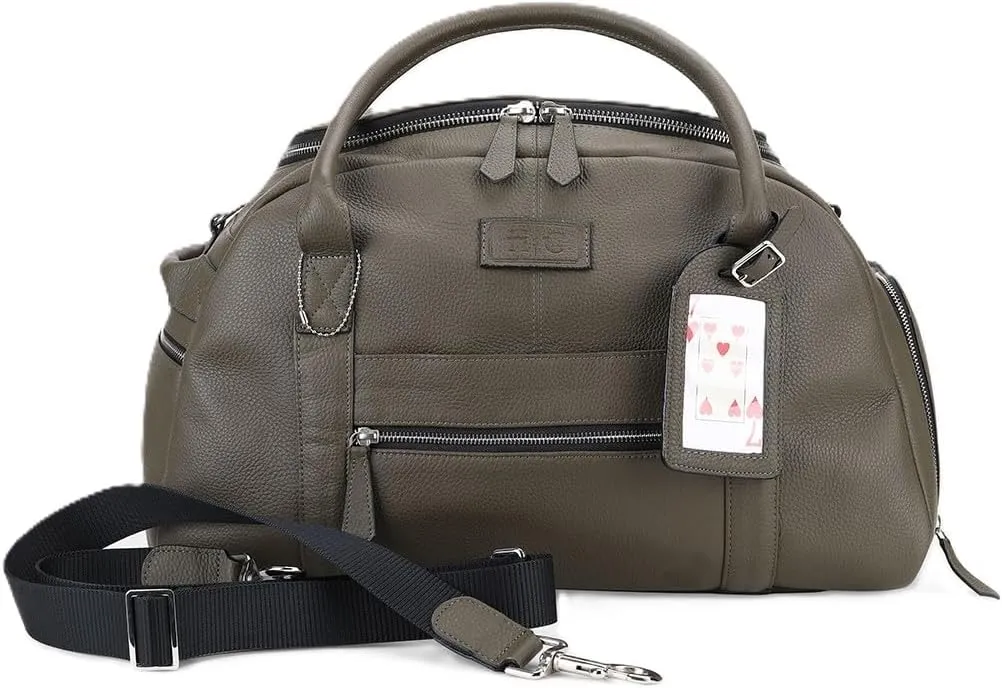 Luxury Genuine Leather Charcoal Grey Travel Duffel Bag Stylish and Durable & Spacious Weekender