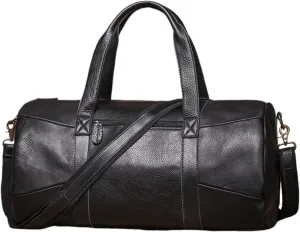 Luxury Genuine Leather Travel Bag Vintage Cowhide Shoulder Luggage Bag Men Casual Handbag Weekend Duffle Bag Suitable For Traveling, Business Trip, Outdoor(Black)