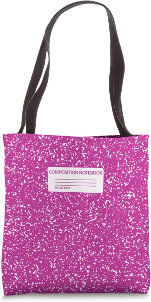 Magenta Composition Notebook Pattern Tote Bag