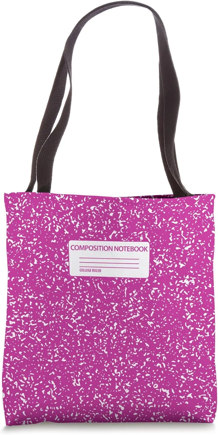 Magenta Composition Notebook Pattern Tote Bag