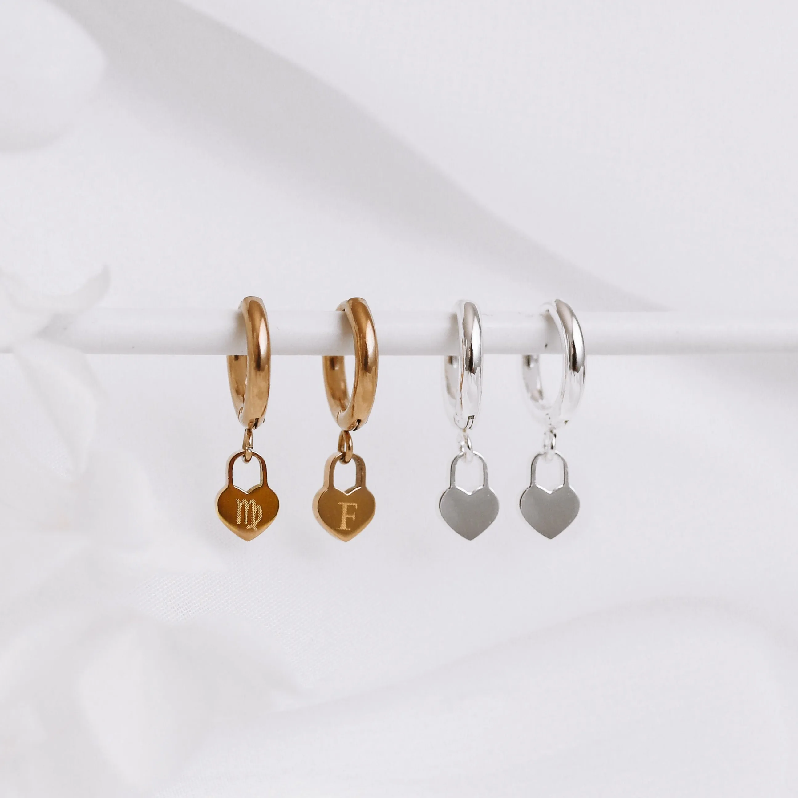 Maggie - Stainless Steel Engraved Heart Earrings